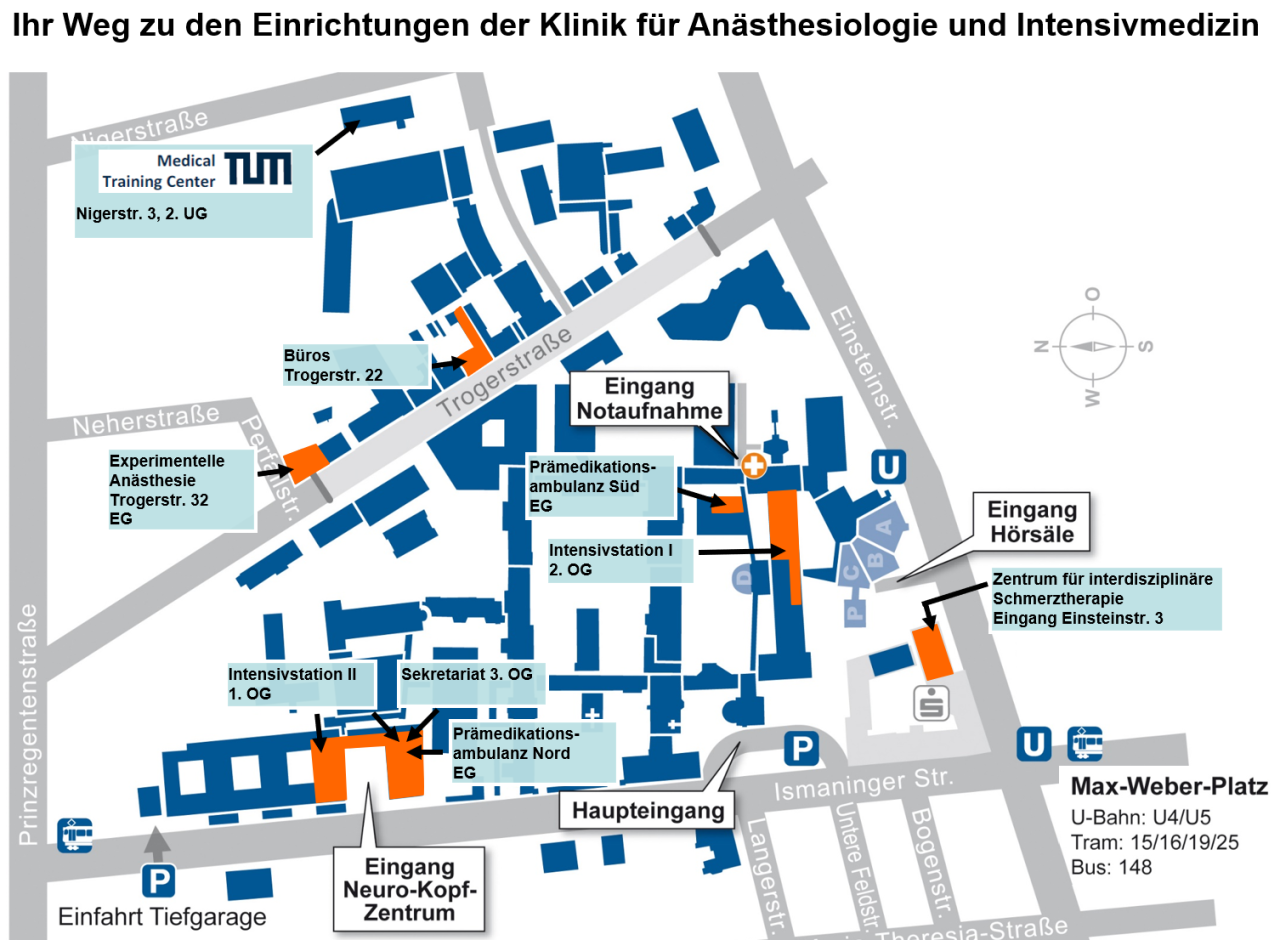 Anästhesie Lageplan Anästhesie Lageplan